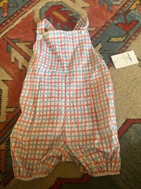 Lulu BeBe red/blue plaid strap bubble/ romper